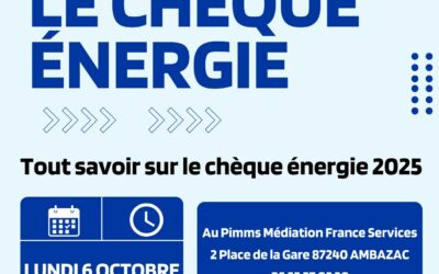 Chèque énergie 2025 : une permanence d’information à Ambazac